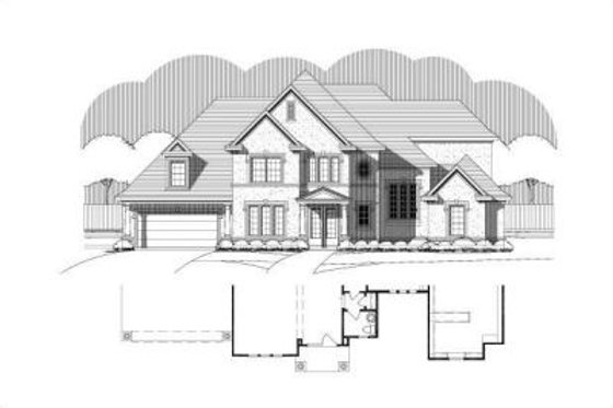 Exterior - Front Elevation for Traditional House Plan #411-230 - 4 bed, 3 bath