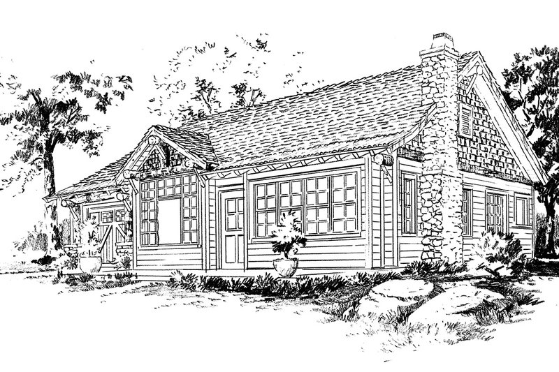 House Blueprint - Exterior - Front Elevation 3 for Cabin House Plan #942-59 - 2 bed, 2 bath