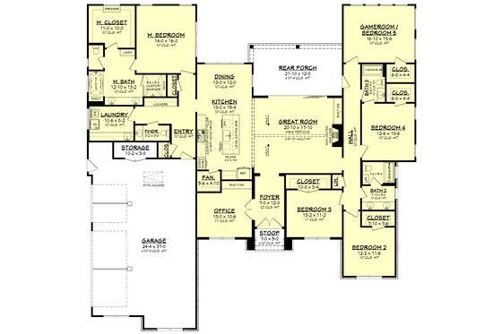 Floor Plan - Main Floor for Farmhouse House Plan #430-295 - 5 bed, 3.5 bath