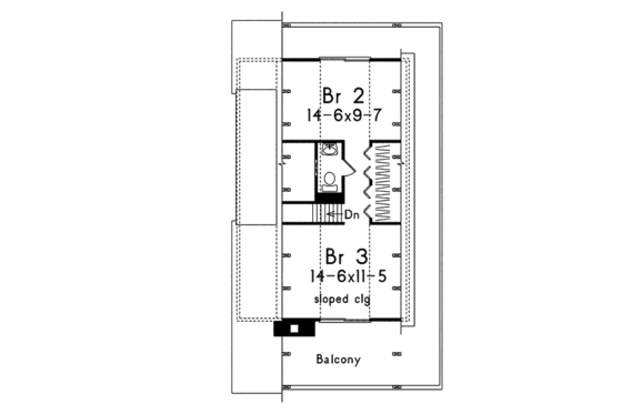 Floor Plan - Upper Floor for Cottage House Plan #57-481 - 3 bed, 1.5 bath