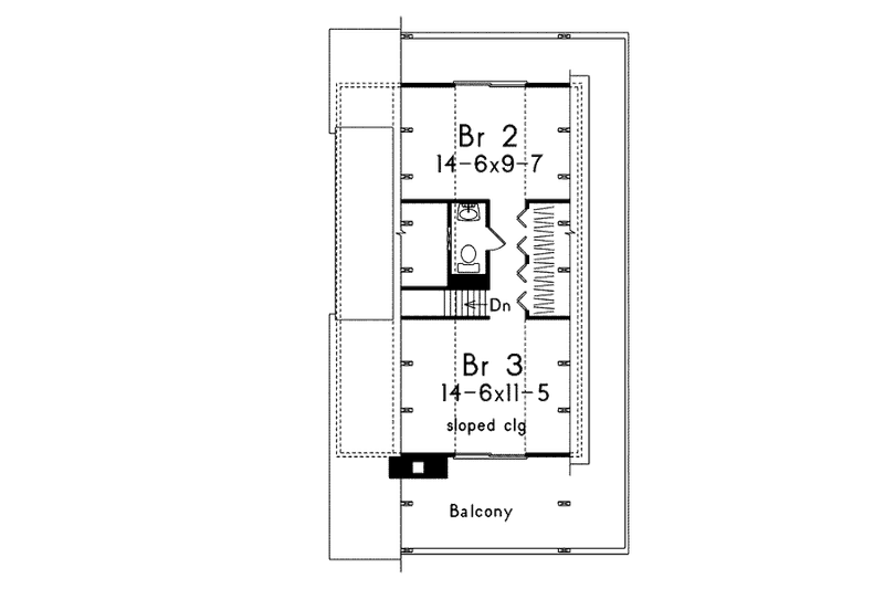 Home Plan - Floor Plan - Upper Floor for Cottage House Plan #57-481 - 3 bed, 1.5 bath