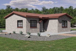 Exterior - Front Elevation 3 for Adobe / Southwestern House Plan #1106-154 - 2 bed, 2 bath
