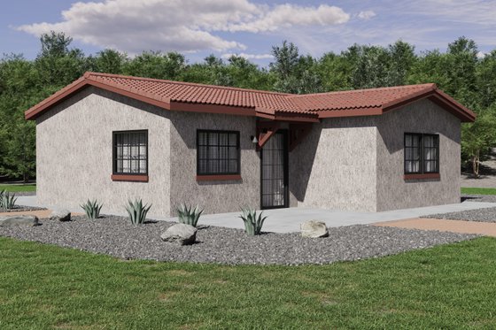 Exterior - Front Elevation 3 for Adobe / Southwestern House Plan #1106-154 - 2 bed, 2 bath