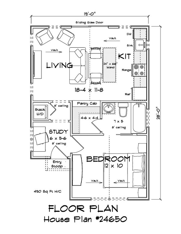 Dream House Plan - Floor Plan - Main Floor 1 for Cottage House Plan #513-2443 - 1 bed, 1 bath