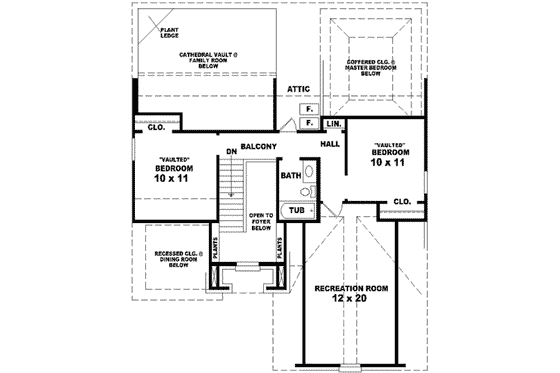 Floor Plan - Upper Floor for European House Plan #81-706 - 3 bed, 2.5 bath