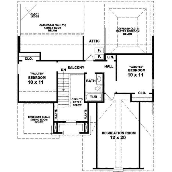 Floor Plan - Upper Floor for European House Plan #81-706 - 3 bed, 2.5 bath