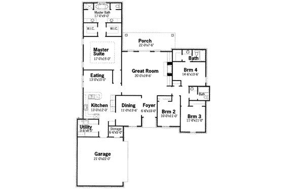 Floor Plan - Main Floor for European House Plan #15-147 - 4 bed, 3 bath