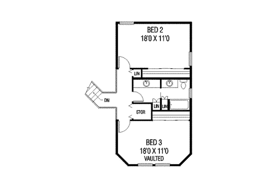 Floor Plan - Upper Floor for Traditional House Plan #60-315 - 3 bed, 2.5 bath