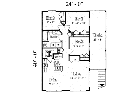 Floor Plan - Main Floor for Tudor House Plan #409-1118 - 3 bed, 1 bath