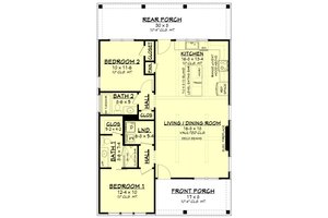 Floor Plan - Main Floor for Farmhouse House Plan #430-282 - 2 bed, 2 bath