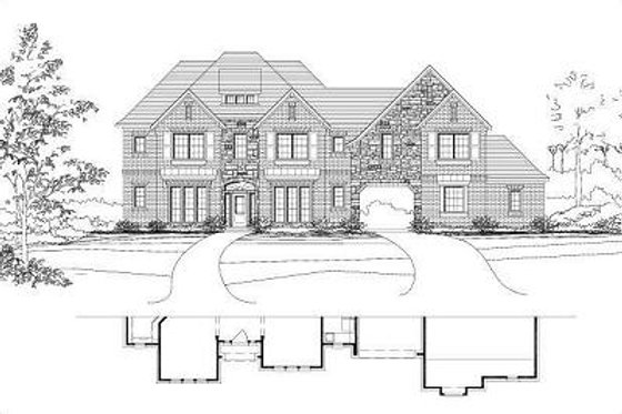 Exterior - Front Elevation for European House Plan #411-336 - 5 bed, 3.5 bath