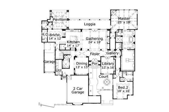 Floor Plan - Main Floor for European House Plan #411-460 - 5 bed, 5.5 bath