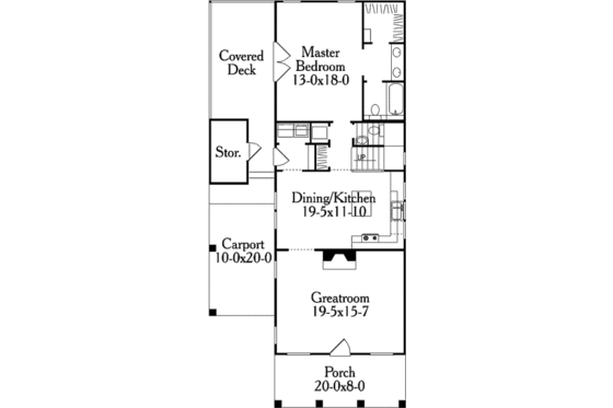 Floor Plan - Main Floor for Colonial House Plan #406-9611 - 3 bed, 2.5 bath