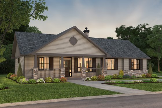 Exterior - Front Elevation 4 for Ranch House Plan #18-9546 - 3 bed, 2 bath