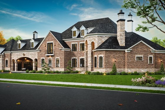 Exterior - Front Elevation 3 for European House Plan #119-432 - 4 bed, 4.5 bath