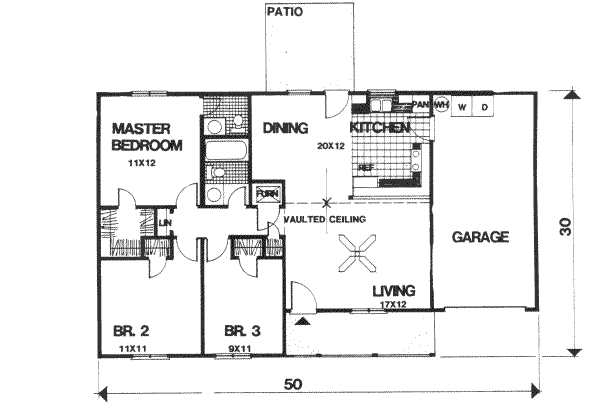 Ranch Floor Plan - Main Floor Plan #30-106
