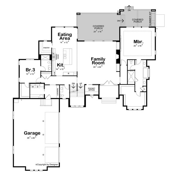 House Blueprint - Floor Plan - Main Floor for Modern House Plan #20-2611 - 4 bed, 4.5 bath