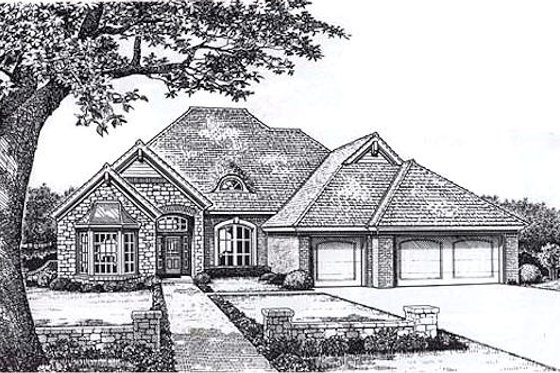 Exterior - Front Elevation for European House Plan #310-822 - 3 bed, 2.5 bath