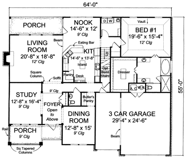 Dream House Plan - Traditional Floor Plan - Main Floor Plan #20-1834