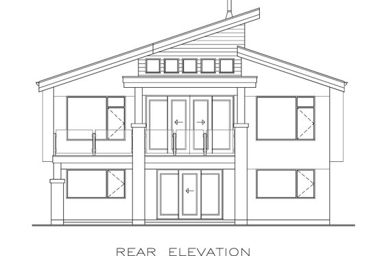Exterior - Rear Elevation for Contemporary House Plan #1100-18 - 2 bed, 2 bath