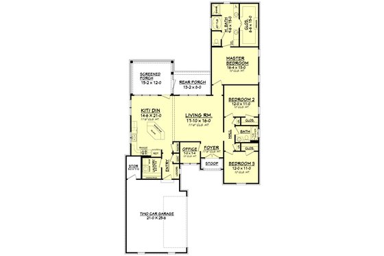 Floor Plan - Main Floor for European House Plan #430-92 - 3 bed, 2 bath