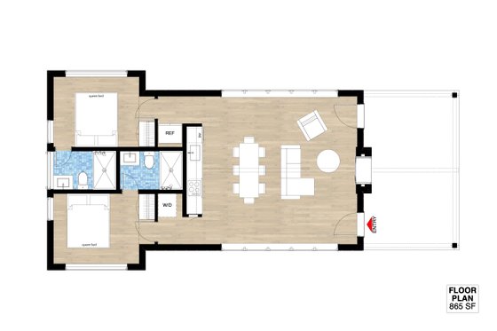 Floor Plan - Main Floor 1 for Cottage House Plan #933-17 - 2 bed, 2 bath