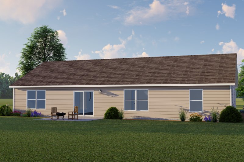 Architectural House Design - Exterior - Rear Elevation for Ranch House Plan #1064-46 - 3 bed, 2 bath