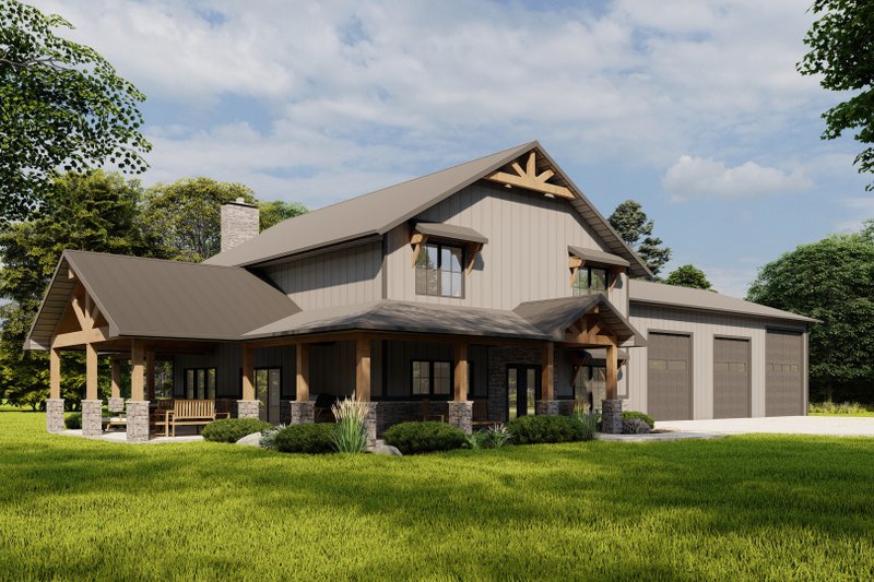 Barndominium Style House Plan - 4 Beds 3.5 Baths 2781 Sq/Ft Plan #1064 ...