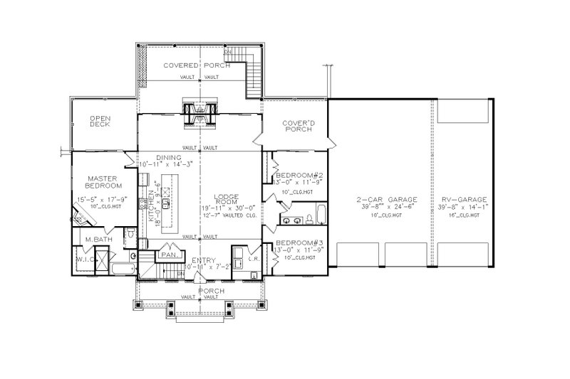 Home Plan - Floor Plan - Main Floor for Farmhouse House Plan #54-446 - 3 bed, 2 bath