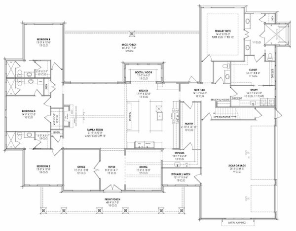 Architectural House Design - Farmhouse Floor Plan - Main Floor Plan #1096-166