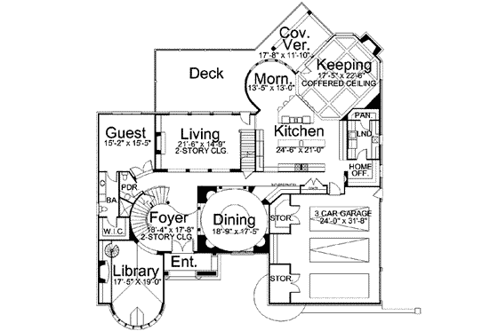 Floor Plan - Main Floor for European House Plan #119-221 - 5 bed, 5 bath