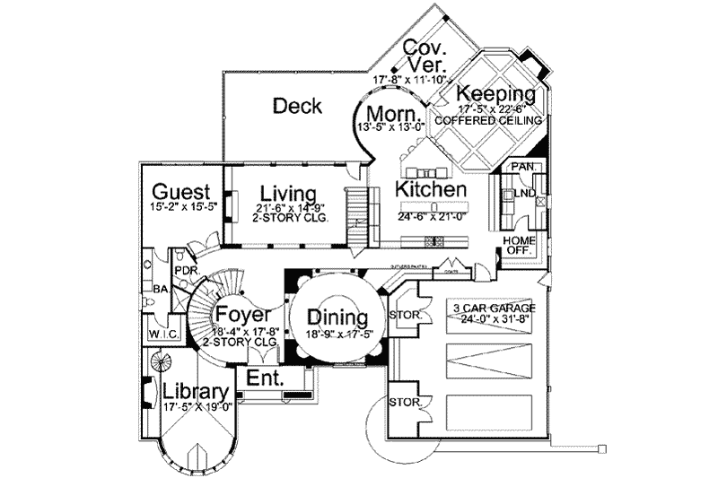 Home Plan - Floor Plan - Main Floor for European House Plan #119-221 - 5 bed, 5 bath