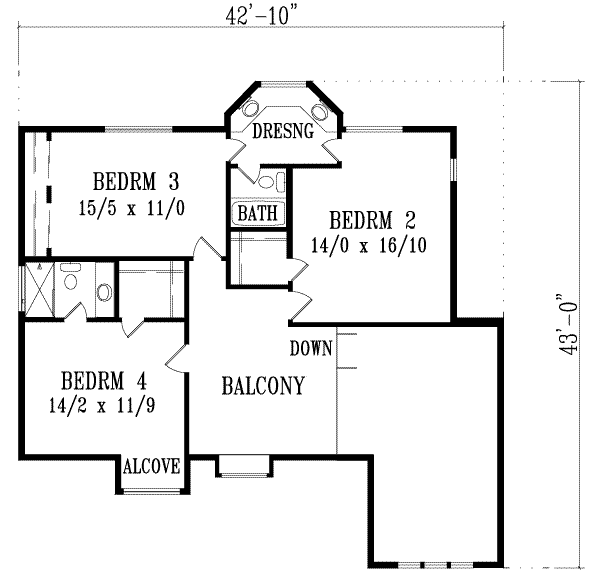 Adobe / Southwestern Floor Plan - Upper Floor Plan #1-1111