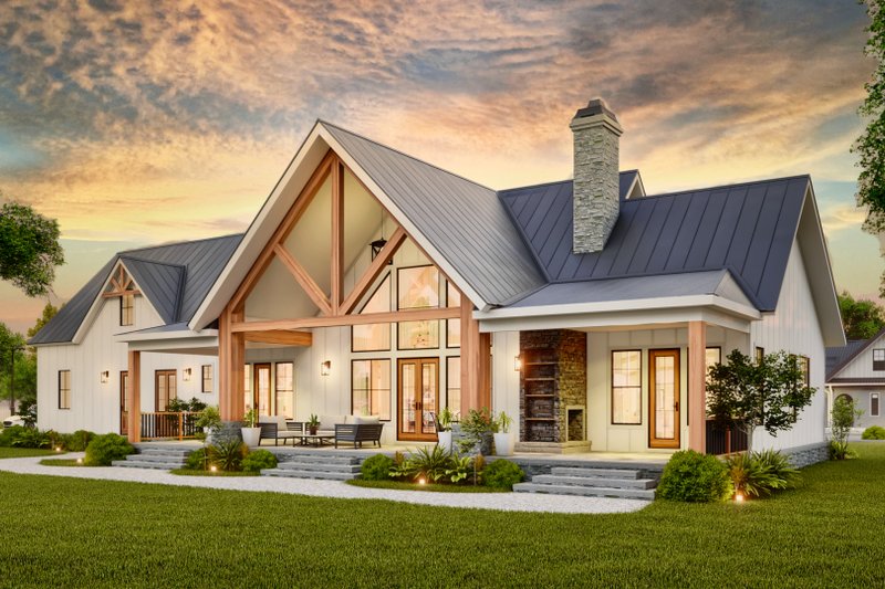 House Design - Exterior - Rear Elevation for Farmhouse House Plan #119-472 - 3 bed, 3.5 bath