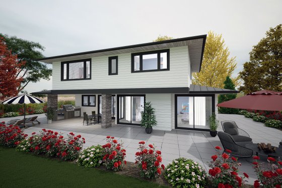 Exterior - Rear Elevation 1 for Contemporary House Plan #1101-6 - 3 bed, 3.5 bath