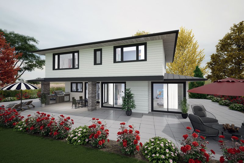 House Design - Exterior - Rear Elevation 1 for Contemporary House Plan #1101-6 - 3 bed, 3.5 bath