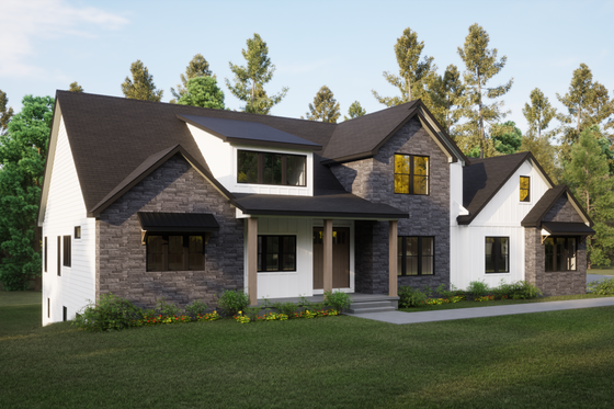Exterior - Front Elevation 3 for Modern House Plan #1089-18 - 4 bed, 2.5 bath
