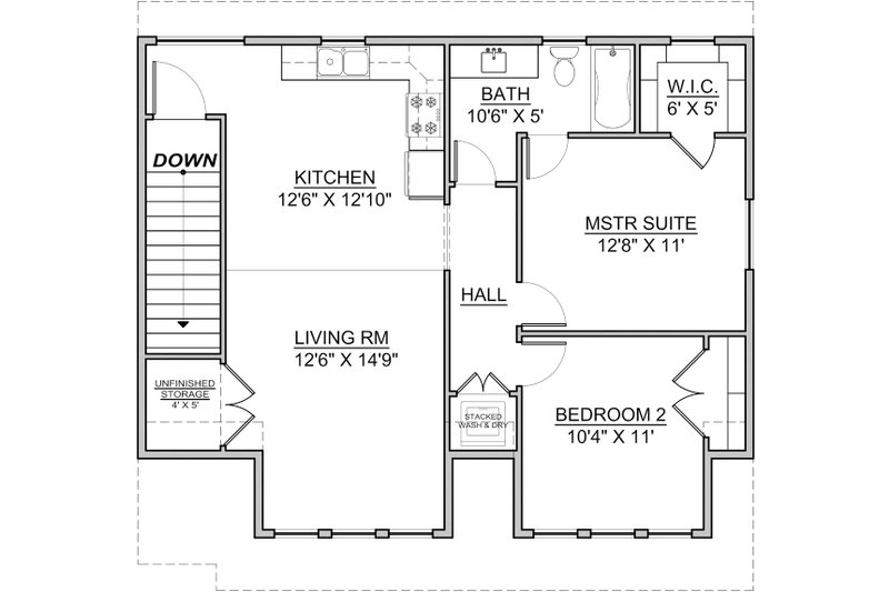 Architectural House Design - Floor Plan - Upper Floor for Craftsman House Plan #1073-10 - 2 bed, 1 bath
