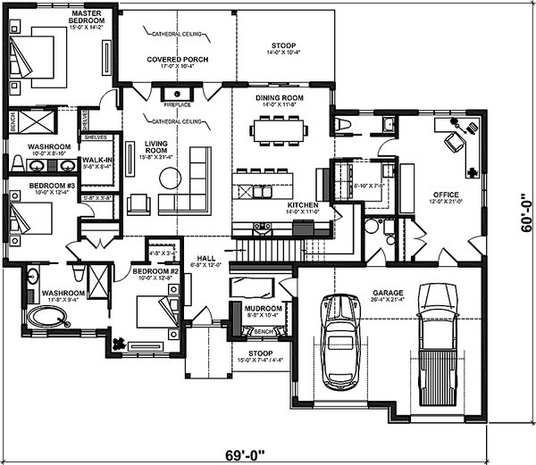 Dream House Plan - Farmhouse Floor Plan - Main Floor Plan #23-2750