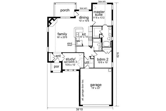 Floor Plan - Main Floor for Traditional House Plan #84-221 - 2 bed, 2 bath
