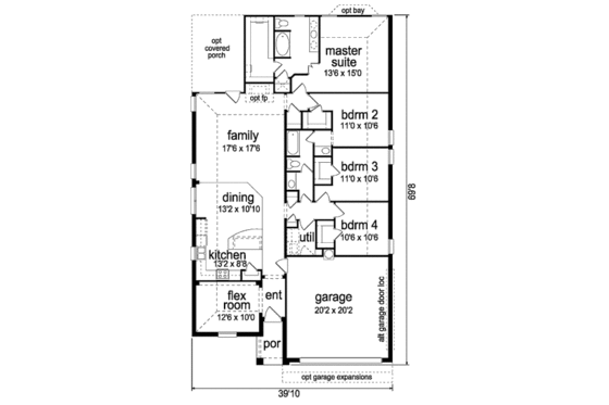 Floor Plan - Main Floor for Traditional House Plan #84-457 - 4 bed, 2 bath