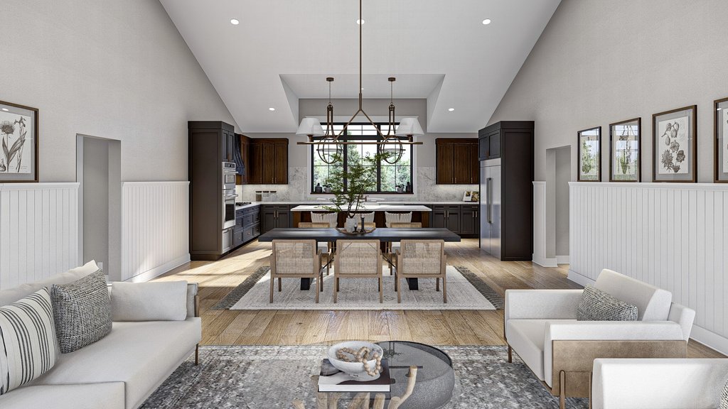 Barndominium shop-house plan, interior living room