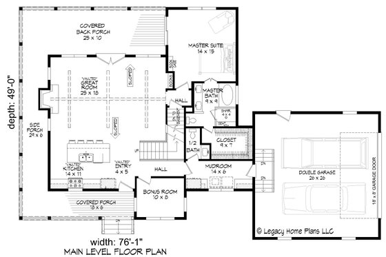 Floor Plan - Main Floor for Country House Plan #932-767 - 3 bed, 2.5 bath