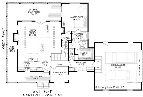 House Blueprint - Country Floor Plan - Main Floor Plan #932-767
