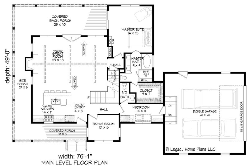 Architectural House Design - Floor Plan - Main Floor for Country House Plan #932-767 - 3 bed, 2.5 bath