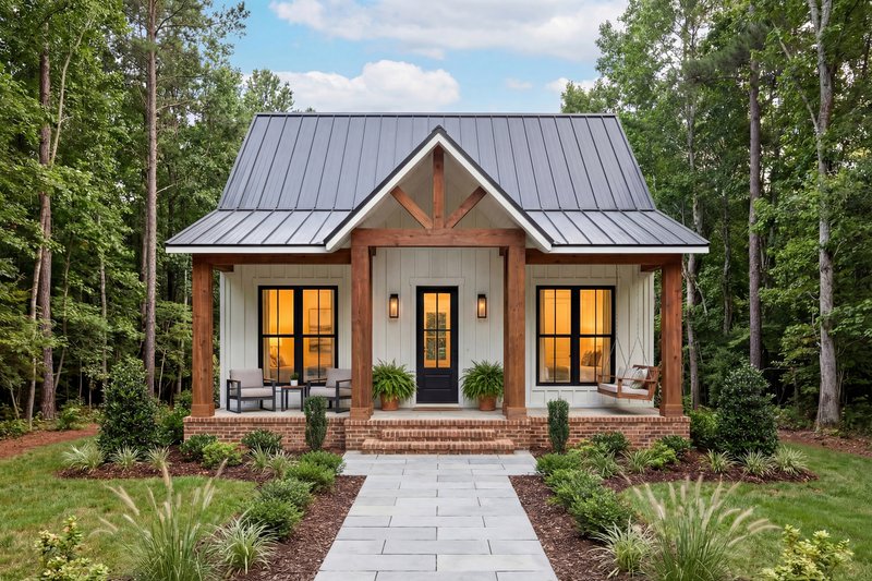 House Blueprint - Exterior - Front Elevation 4 for Farmhouse House Plan #430-429 - 2 bed, 1 bath