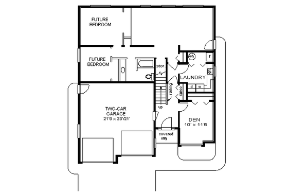 Floor Plan - Lower Floor for European House Plan #18-252 - 4 bed, 2 bath