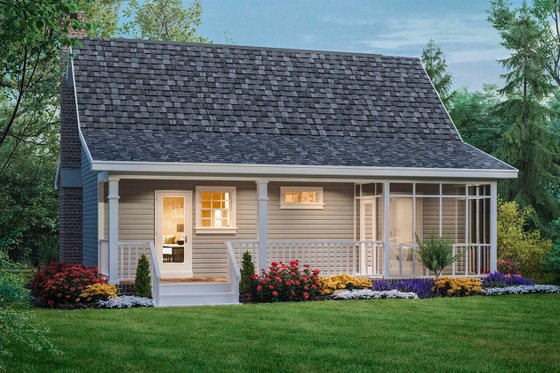 Exterior - Rear Elevation for Cottage House Plan #21-169 - 2 bed, 1 bath