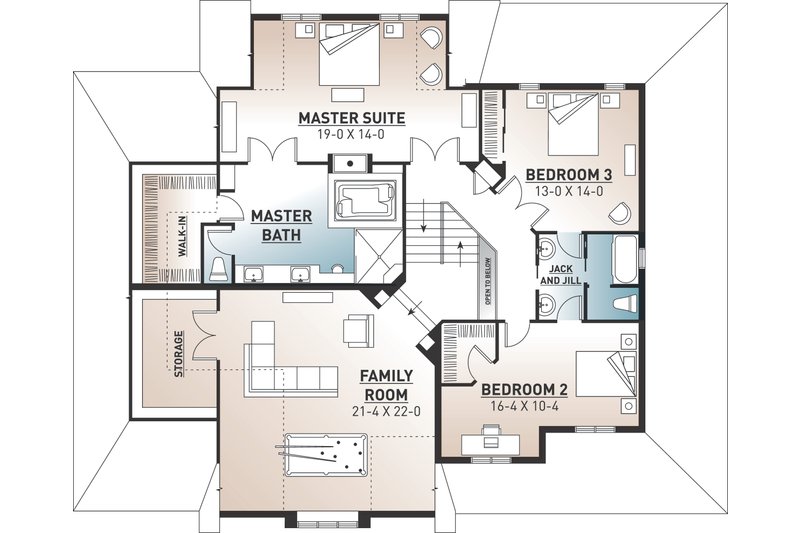 Dream House Plan - Floor Plan - Upper Floor for Traditional House Plan #23-570 - 3 bed, 2.5 bath