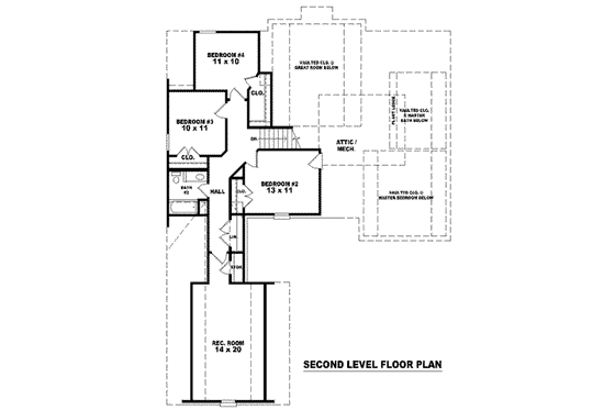 Floor Plan - Upper Floor for European House Plan #81-992 - 4 bed, 2.5 bath